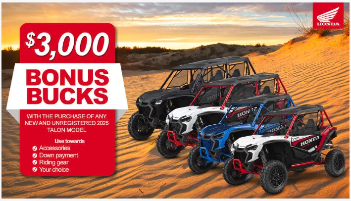 You are currently viewing Honda – $3,000 Bonus Bucks on Talon models